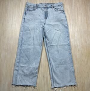 American Eagle Curvy Stovepipe Light Wash High Rise Wide Leg Jeans 14 SHORT
